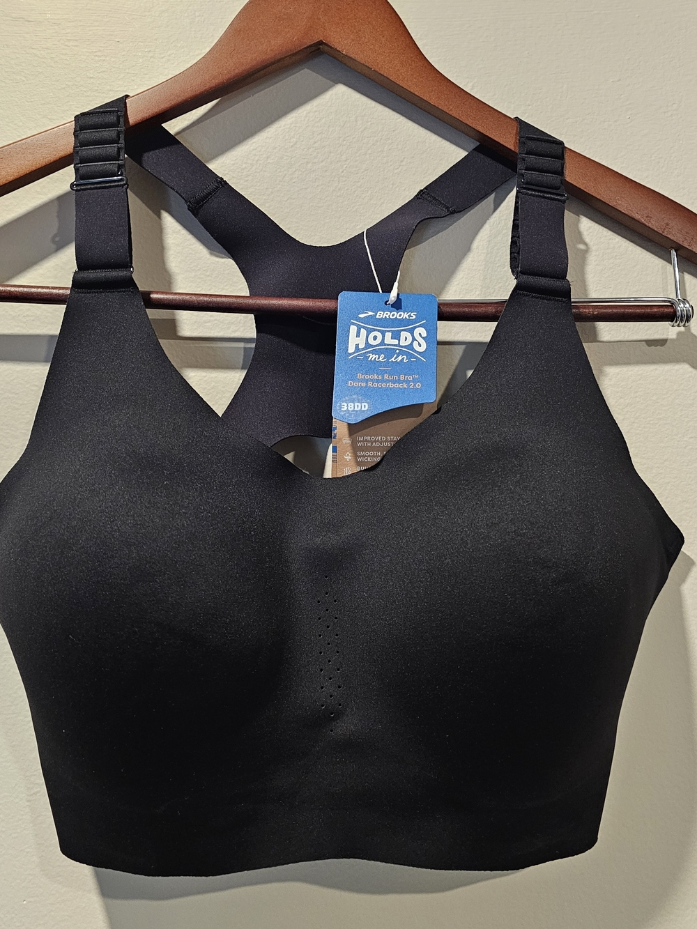Brooks Black Dare Racerback Run Bra 2.0 (Style #350085) 38DD